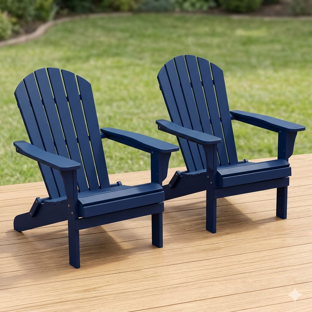 SERWALL folding Adirondack chair set of 2 navy
