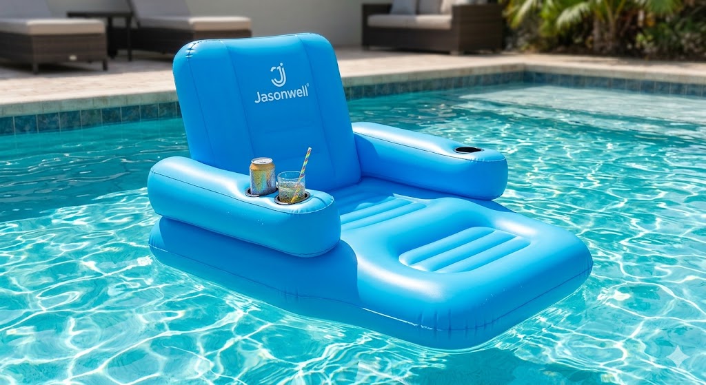Jasonwell inflatable pool float chair with cup holder